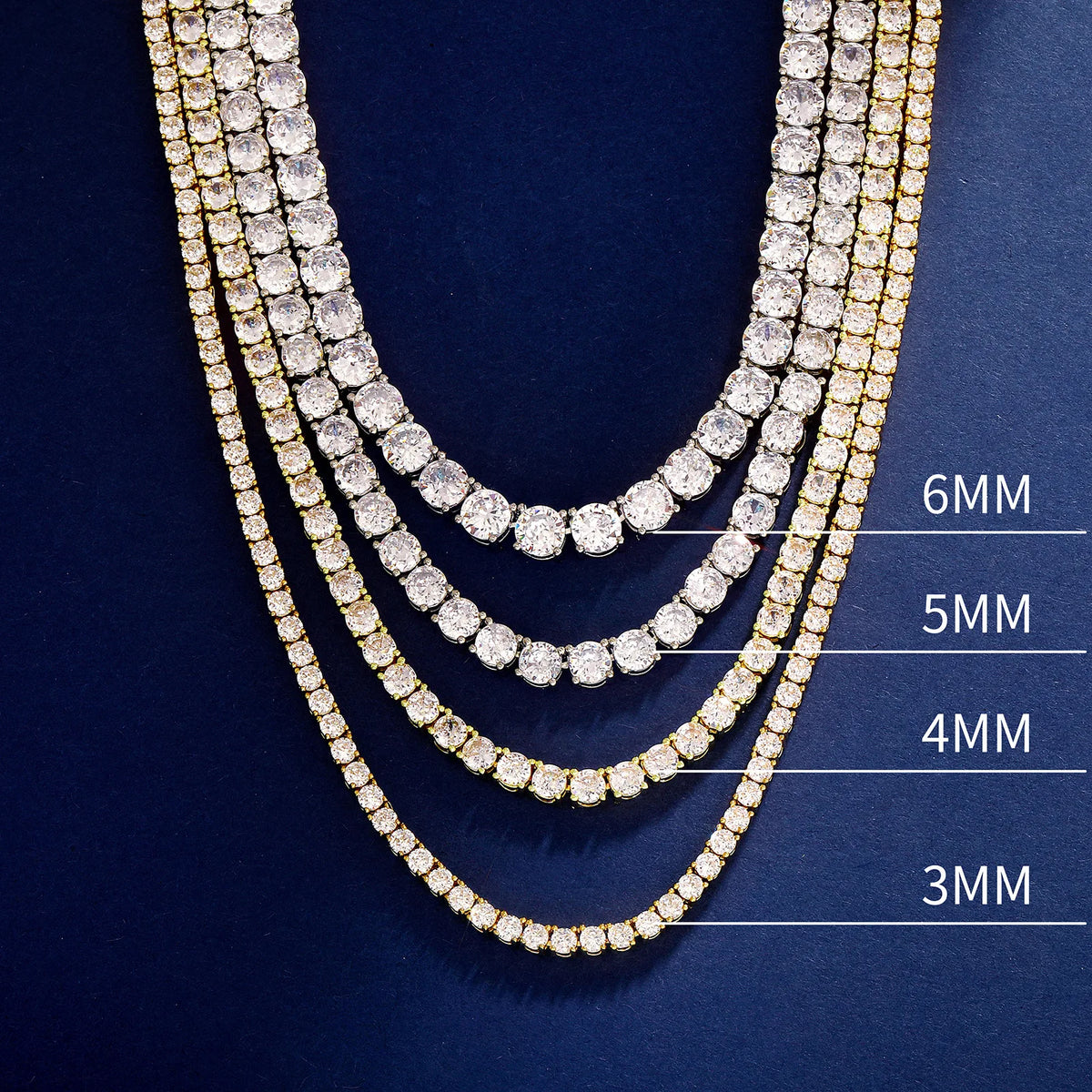 Luxury D VVS1 Moissanite Tennis Necklace 3/4/5/6mm 925 Sterling Silver for Women Exquisite Jewelry Simulated Diamond Gifts