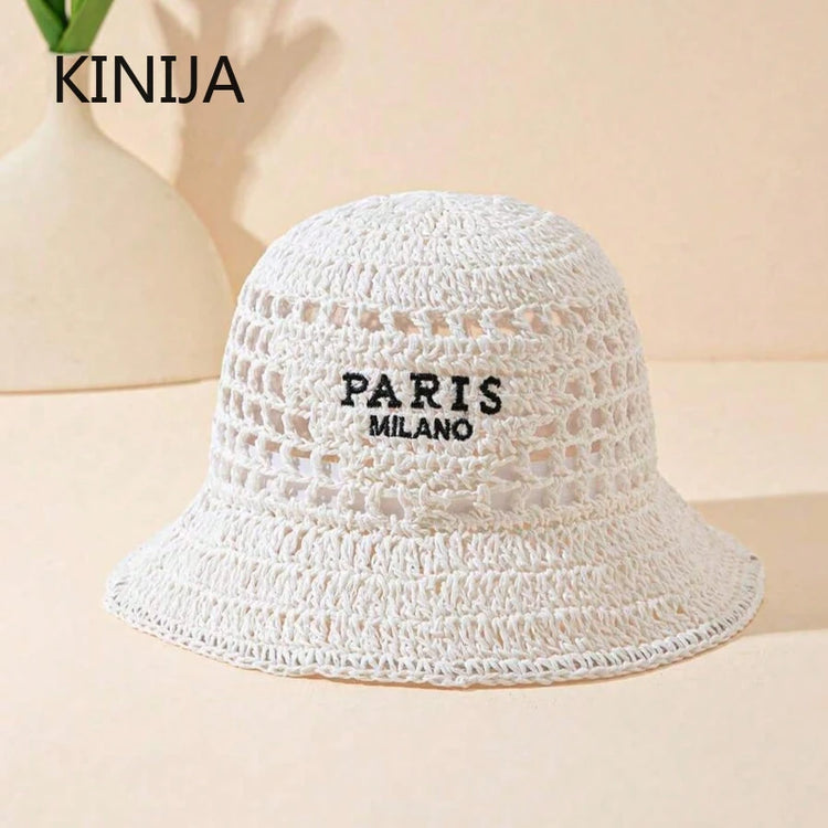 Summer Sun Hats for Women Straw Hat Showing Face Small Bucket Hat Large Brim Sunshade  Sunscreen Seaside Beach Cap Ventilate