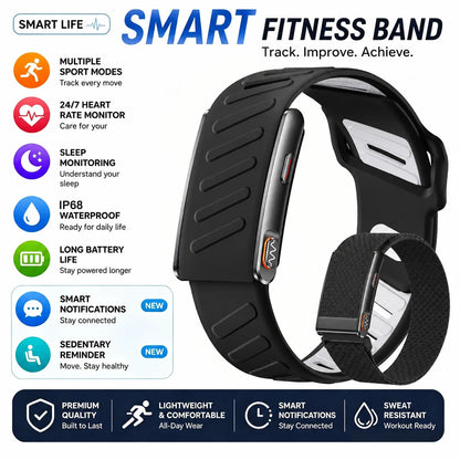 Screenless Smart Bracelet IP68 Waterproof Fitness Tracker Call Reminder 120+ Sport Modes Heart rate Wristband For Men Women