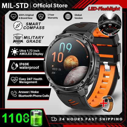 2026 New T-Rex3 Pro 1100mAh Battery Smart Watch GPS path 5ATM Waterproof Sports Run tracker Outdoors Compass Military Smartwatch