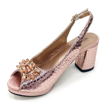 2024 Italian Design Rhinestone-encrusted Ladies Party Shoes And Special Bag High Heels And Dual Purpose Bag Women's Shoes
