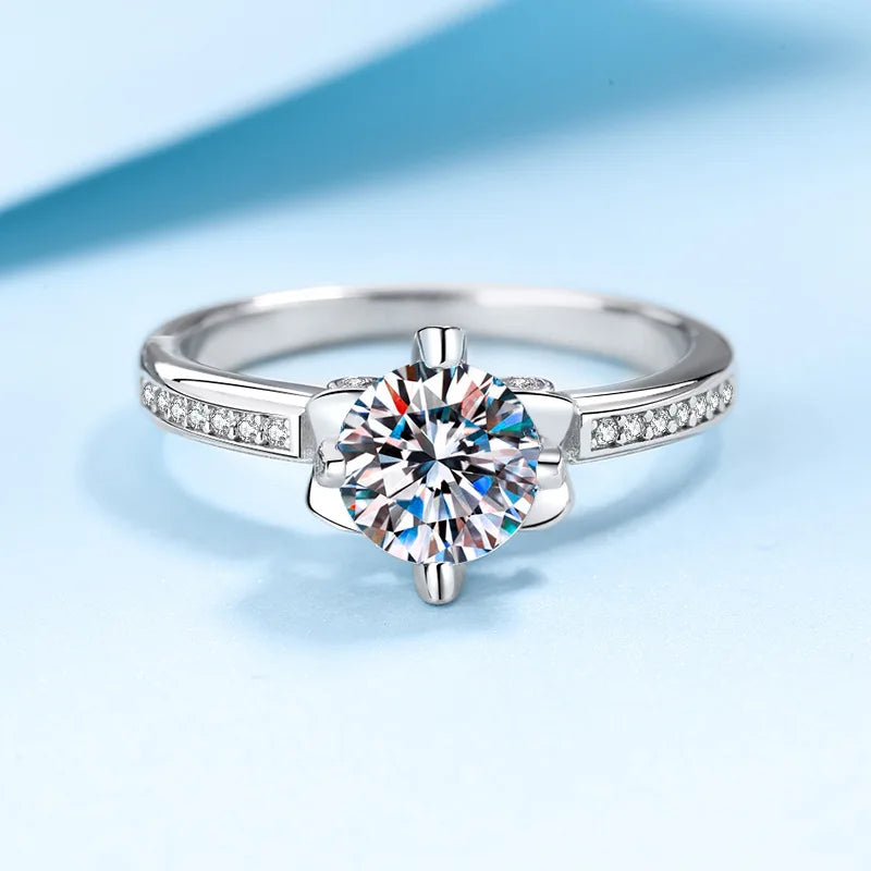 Pigeon's Egg Ring 1ct Women Moissanite PT950 Platinum - Crystal Moissanite Diamond-Like Brilliance