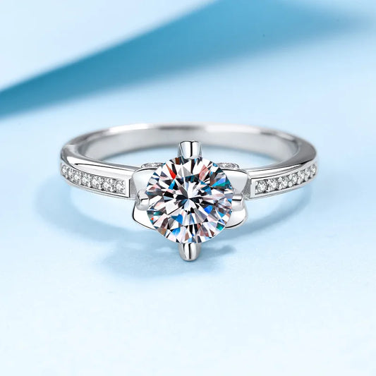 Pigeon's Egg Ring 1ct Women Moissanite PT950 Platinum - Crystal Moissanite Diamond-Like Brilliance