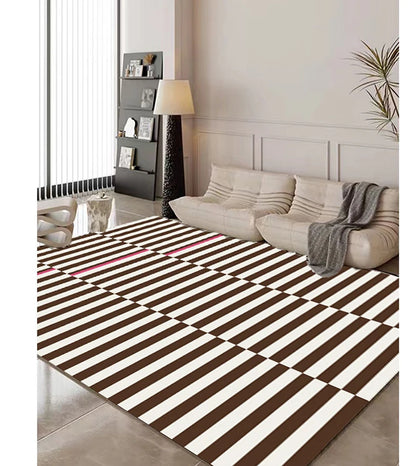 Light Luxury Black and White Striped Rug Modern Large Area Living Room Sofa Rugs Simple Bedroom Decor Carpet Home Room Carpets