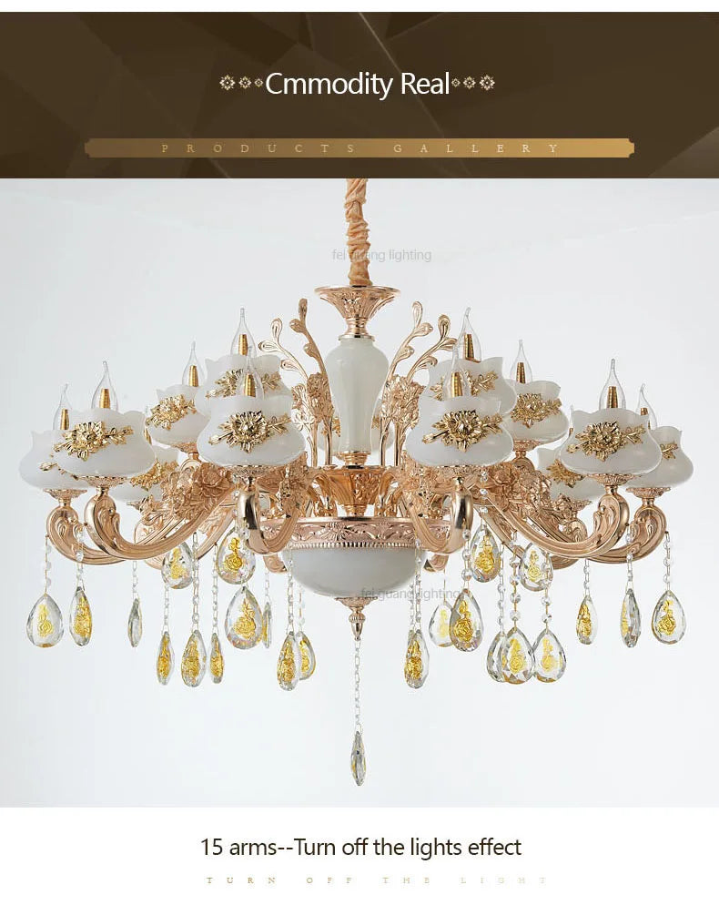 Nordic Luxury Gold Crystal LED Ceiling Chandelier LOFT Villa Lustre LED Pendant Lamp Living Room Hotel Hall Decor Hanging Lamps