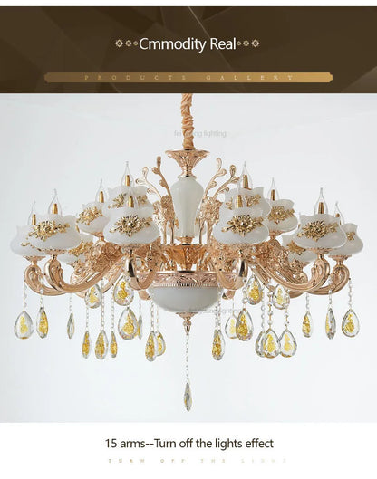 Nordic Luxury Gold Crystal LED Ceiling Chandelier LOFT Villa Lustre LED Pendant Lamp Living Room Hotel Hall Decor Hanging Lamps