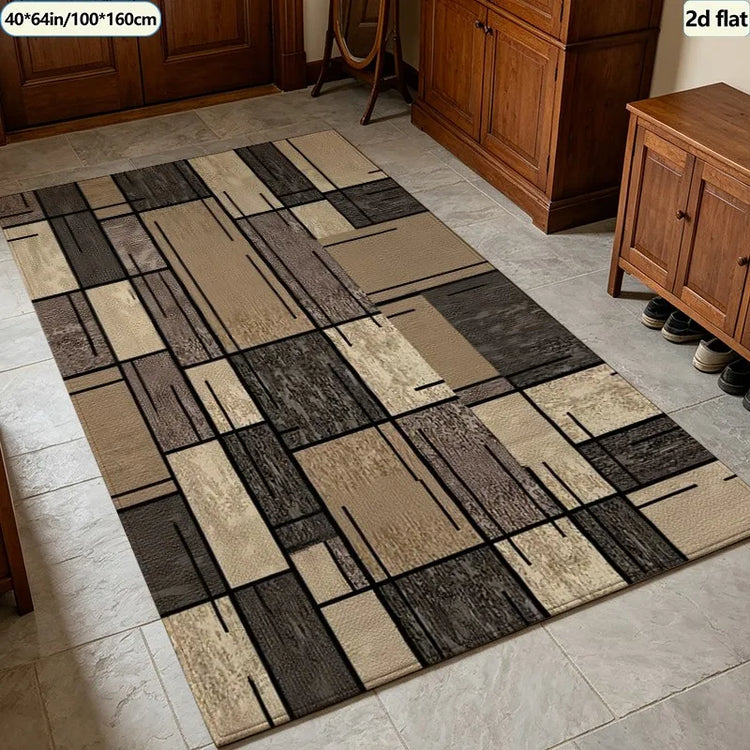 Modern Patchwork Geometric Carpet Flooring, Abstract Block Style Area Rug Non‑Slip Floor Mat for Living Room Bedroom Home Decor