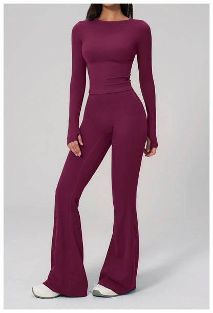 Yoga Set 2PCS Women Tracksuit Sportswear Workout Clothes Athletic Wear Gym Clothing Legging Fitness Top Long Sleeve Sports Suits