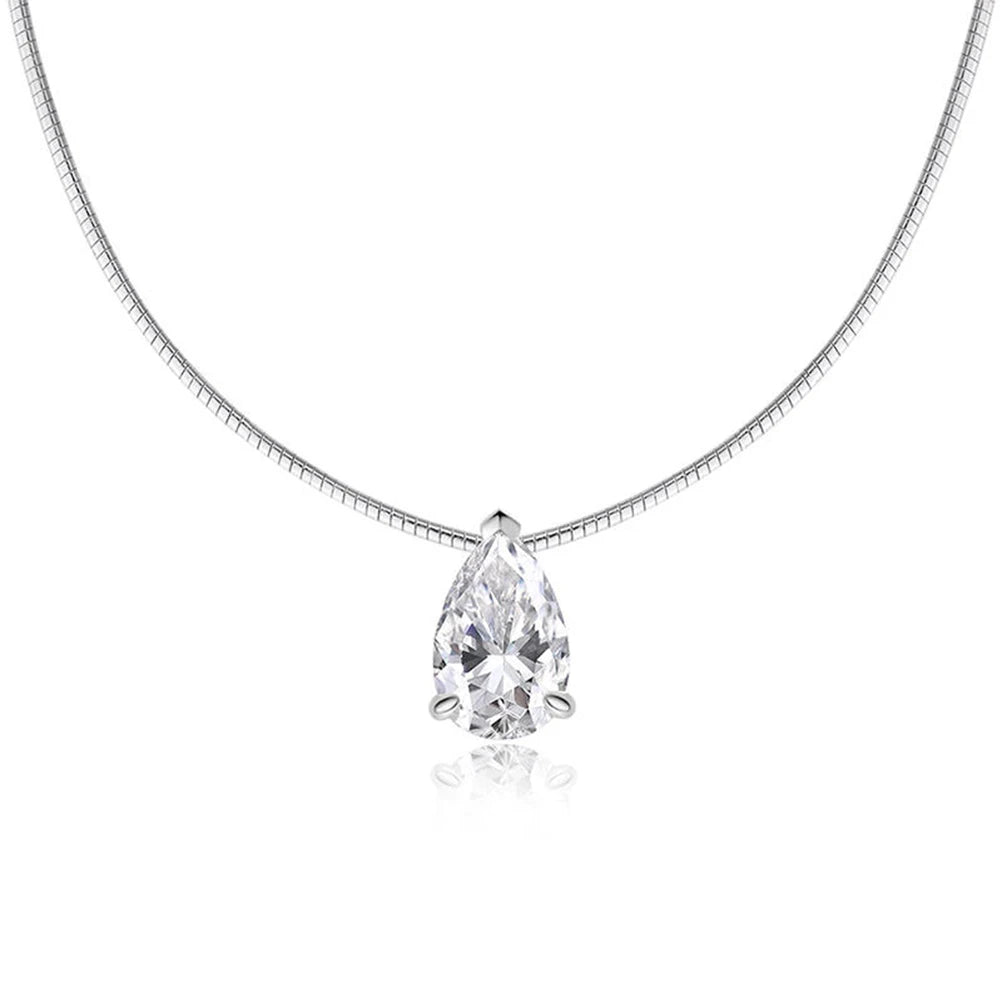 3-5CT Pear Cut Moissanite Pendant Necklace 925 Sterling Silver 18k Gold Plated 1.5mm Chain Party Wedding Jewelry for Women Gift