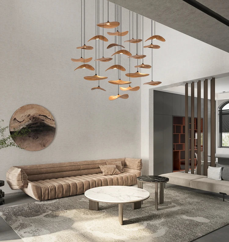 Designer Log Craft LED Ceiling Chandelier Living Room Tearoom Kitchen Table Lamps Bedroom Home Decoration Lighting Stair Lights