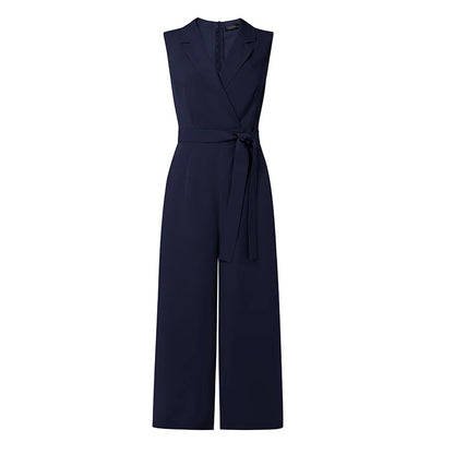 Fashion Women Jumpsuits ZANZEA 2026 Summer Rompers Lapel Neck Sleeveless Playsuit Elegant OL Work Wide Leg Overalls Trousers