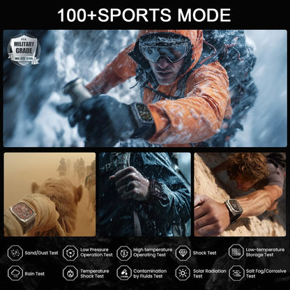 2026 New Military outdoor 1400mAh Battery SmartWatch Men Waterproof Call 2.01" HD AMOLED Sports Heart rate Flashlight Smart Band