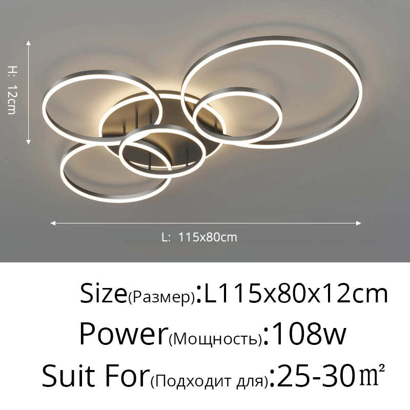 Modern Round Design Ceiling Lights For Living Room Bedroom Gold White Coffee Painted  Circle Rings Lighting Fixtures Luminaire