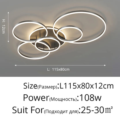 Modern Round Design Ceiling Lights For Living Room Bedroom Gold White Coffee Painted  Circle Rings Lighting Fixtures Luminaire