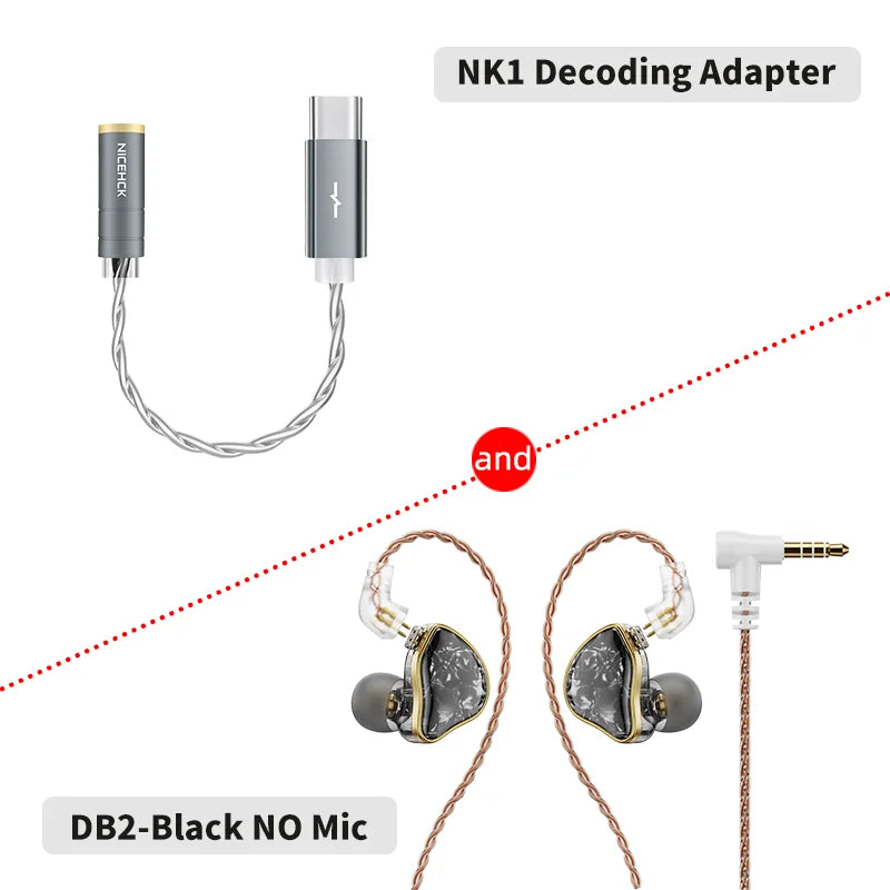NICEHCK DB2 Wired Earbud IEM 1DD+1BA Hybrid Dual Driver HiFi Earphone With 0.78 2Pin Interface Warm Vocal Music In Ear Monitor