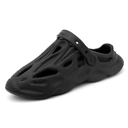 Shevalues Summer New Hollow Sandals For Men Outdoor Fashion Hole Clogs Slippers Men Non-slip Garden Shoes Soft Sole Beach Slides
