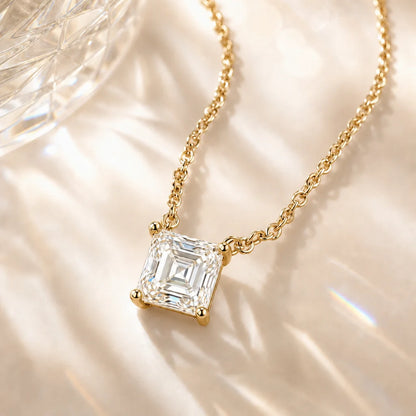 Princess Shape Pendant 18K Gold Plated Luxury S925 Silver Necklace Sparkling D VVS Moissanite Necklavce for Women As Gifts Party