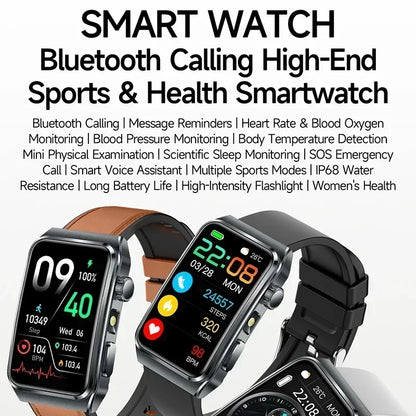 2025 New Nursing Grade ECG+PPG Pulse therapy Smartwatch Men Blood lipid Uric acid Bluetooth call Health Bracelet For Android iOS