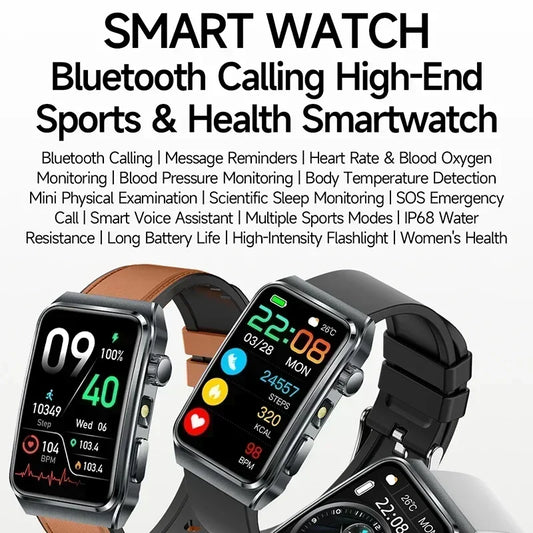 2025 New Nursing Grade ECG+PPG Pulse therapy Smartwatch Men Blood lipid Uric acid Bluetooth call Health Bracelet For Android iOS