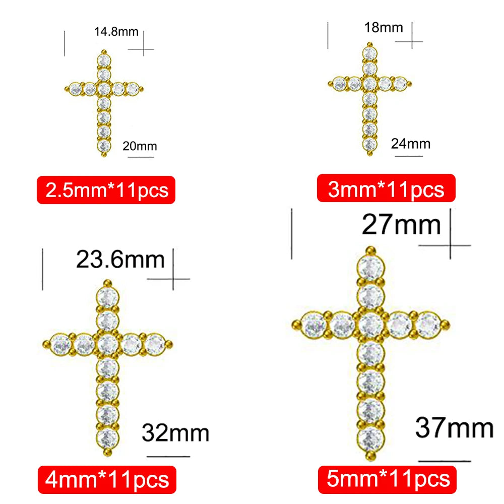 Serenity 3mm 4mm 5mm Black Moissanite Cross Pendant Necklace For Women Men 100% S925 Sterling Silver Jesus Neck Chain Plated 18K