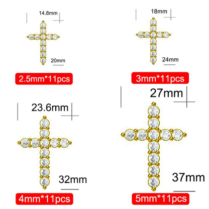 Serenity 3mm 4mm 5mm Black Moissanite Cross Pendant Necklace For Women Men 100% S925 Sterling Silver Jesus Neck Chain Plated 18K