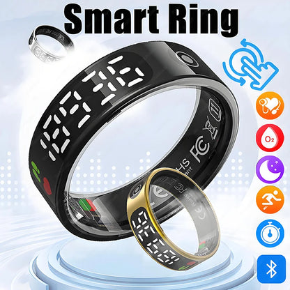 2026 New Smart Ring 5ATM Waterproof Bluetooth 5.1 Heart Rate Blood Oxygen Sleep Monitoring Men's and Women's Multi Sport Modes