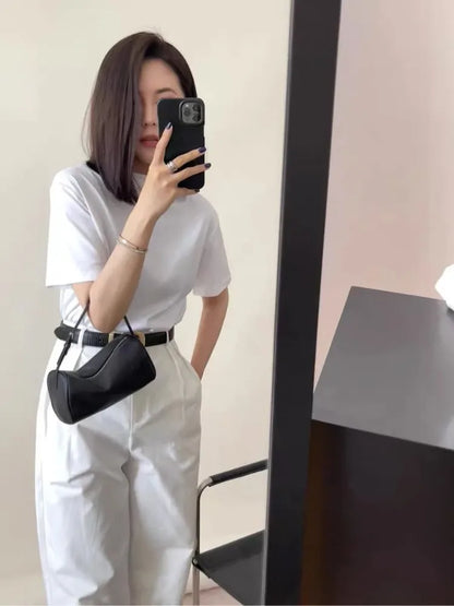2025 New Luxury 90s Pen Holder Bag Genuine Soft Cowhide & Suede Mini Crossbody Bag Hand-Carry Vintage Shoulder Purse for Women