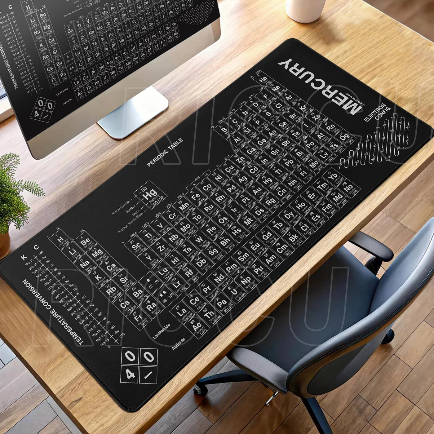 Periodic Table of Elements Mouse Pad Large Gaming Keyboard Mousepad with Stitched Edge Non-Slip Rubber Base Office PC Desk Mat