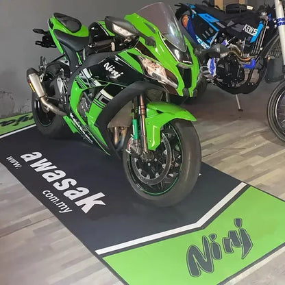 Kawasaki Motorcycle Carpet Garage Mat Racing Cool Moto Display Motorcycle Display Mat Kawasaki Anti-slip Floor Decoration Rug