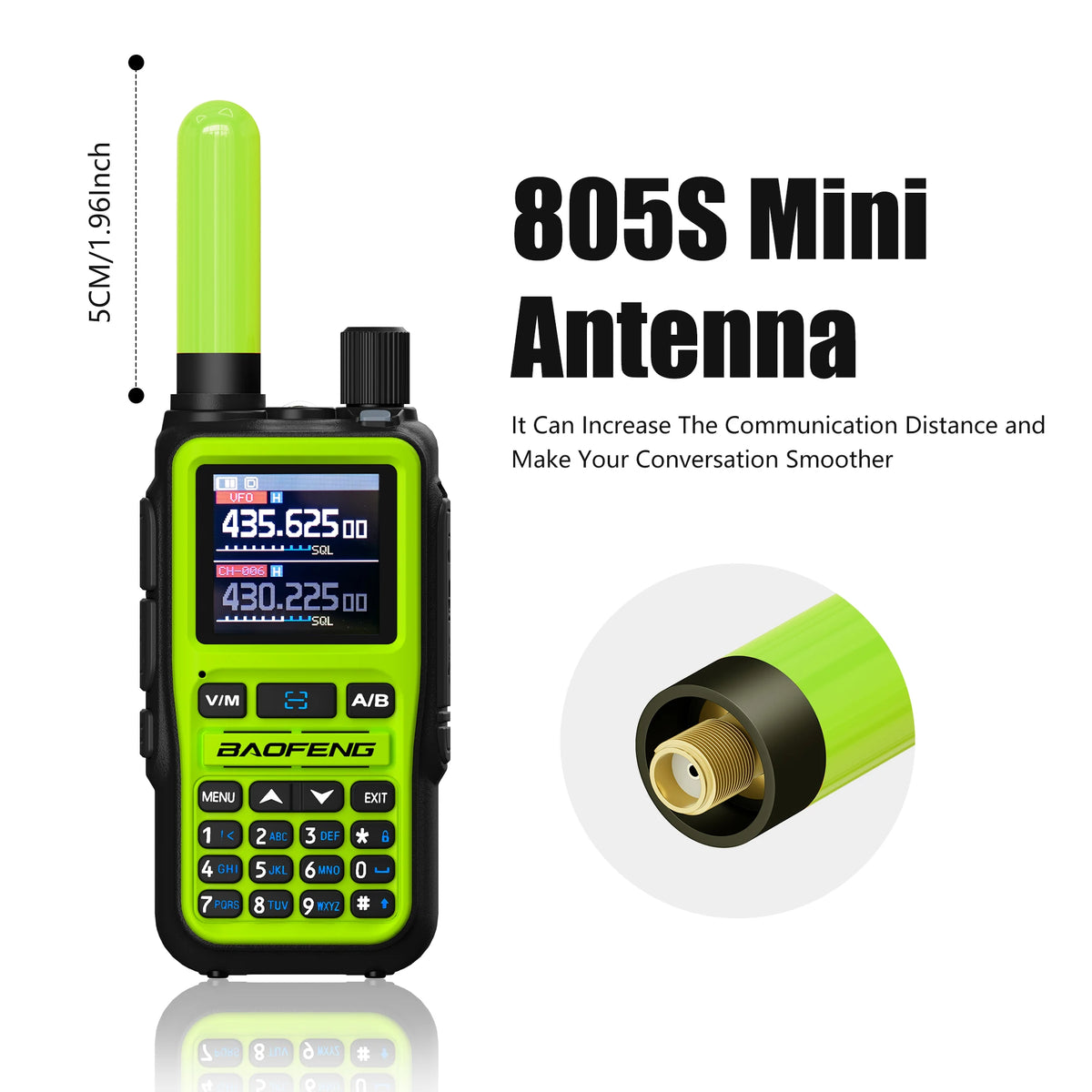 1/2PCS Baofeng UV-5R Mini Green Walkie Talkie With Green 805s 5CM Antenna Frequency Copy Ultralight AM FM UHF VHF 1KM-5KM Range
