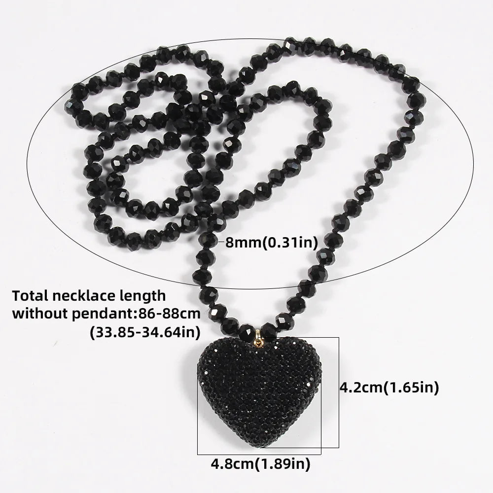 New Valentine's Day Gift: Sparkling Crystal Glass Necklace, Water Diamond Heart Pendant, Women's Necklace