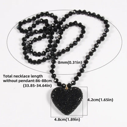 New Valentine's Day Gift: Sparkling Crystal Glass Necklace, Water Diamond Heart Pendant, Women's Necklace