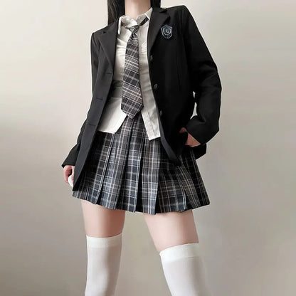 Japan  Korea AUTUMN JK Japanese School Uniform Jacket Girls Multicolor Graduation Outfit Academy Sexy Pleated Skirt Tie Set