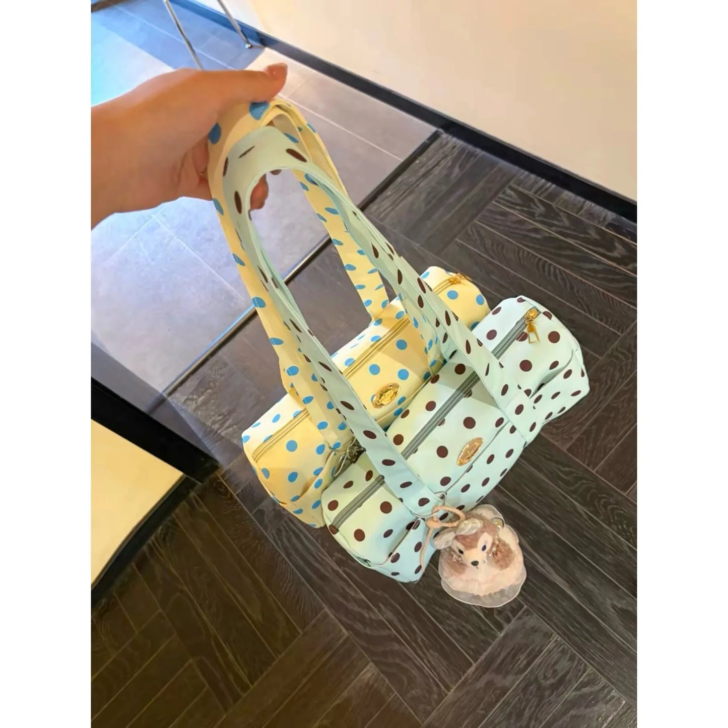 Korean Style Polka Dot Shoulder Bag Women's Large Capacity Commuter Pillow Bag Underarm Bag Trendy Single Shoulder Bags