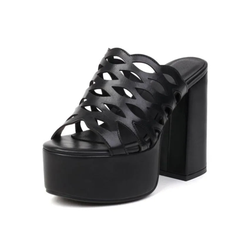 Women Slippers New Summer Hot Designer Wedges Slippers Chunky Platform Mules Sandals High Heels Beach Shoes Slides 34-43