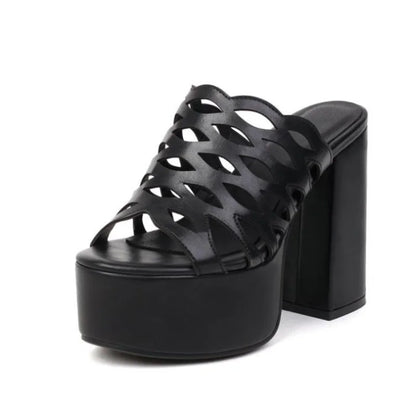 Women Slippers New Summer Hot Designer Wedges Slippers Chunky Platform Mules Sandals High Heels Beach Shoes Slides 34-43