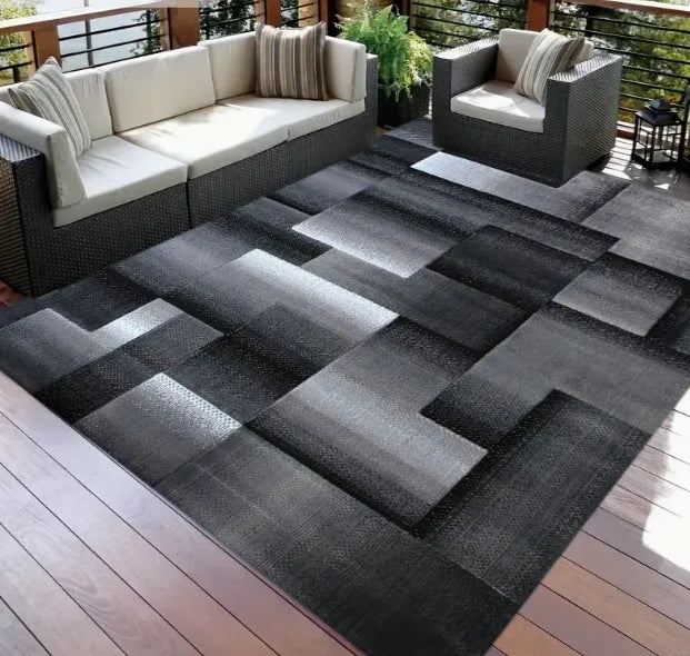 Black Geometric Large Carpet Light Luxury European and Carpet Home Sofa Tea Table Mat Indoor Outdoor Carpet Floor Mat Decoration
