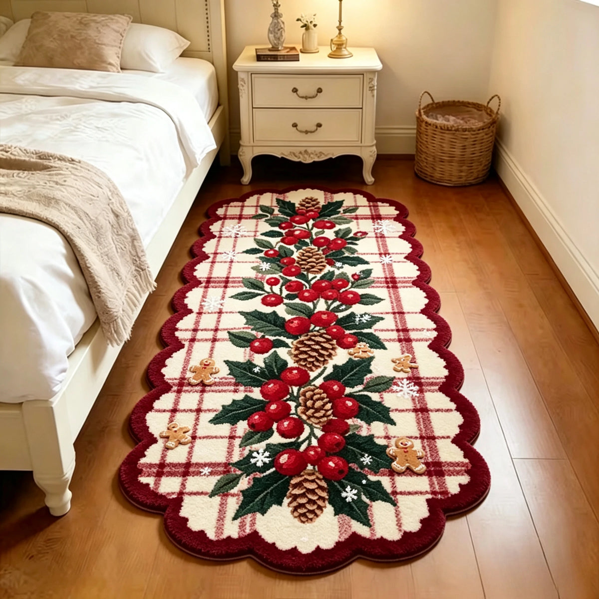 Christmas Living Room Decoration Red Carpet Irregular Shape Rugs for Bedroom Thick Plush Bedside Floor Mat Fluffy Soft Study Rug