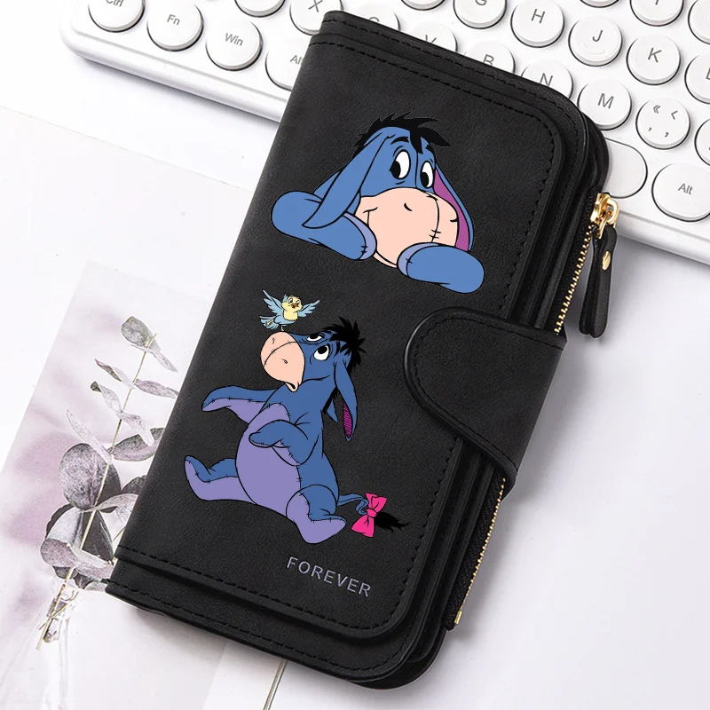Winnie the Pooh Long Zip Wallet Multi-Card Cute Cartoon Pattern Soft Texture Wallet for Women Large Capacity Lady Clutch Bag
