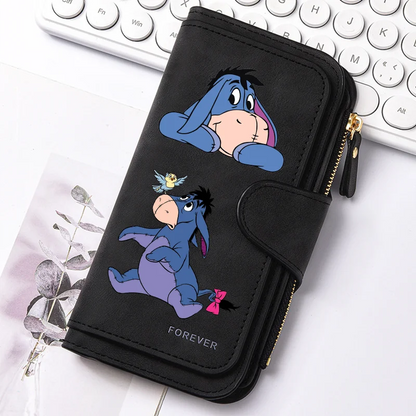 Winnie the Pooh Long Zip Wallet Multi-Card Cute Cartoon Pattern Soft Texture Wallet for Women Large Capacity Lady Clutch Bag
