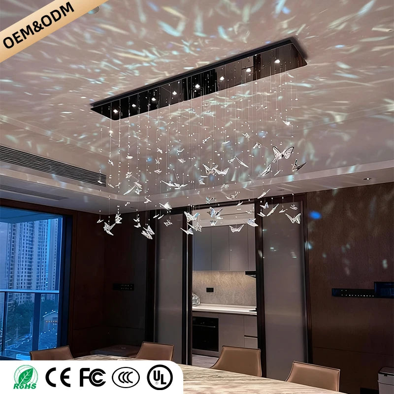 Crystal Chandelier Pendants Butterfly Chandelier Over the Table  Hanging Lights for Kitchen Island Living Room Pendent Lamp