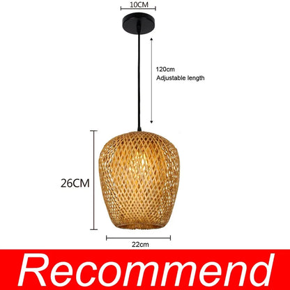 Bamboo Pendant Lights Hand Woven Ceiling Weaving Chandelier Lamp Rattan Wicker Hanging LED Fixtures Home Bedroom Bamboo Art Lamp