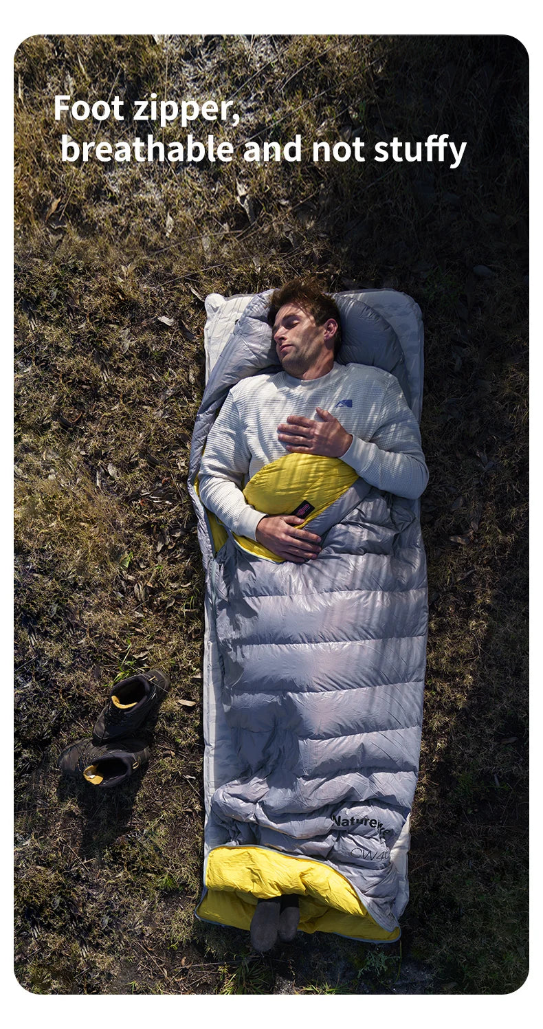 Naturehike CW700 Envelope Duck Down Sleeping Bag Winter Warm 650FP Down Sleeping Bag Camping Hiking Ultralight Sleeping Bag for Men & Women