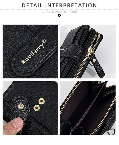Baellerry Women Stylish Zip Around Card Wallet Multi-Functional RFID Blocking Purse 6 Card Slots and Coin Pocket Minimalist Gift