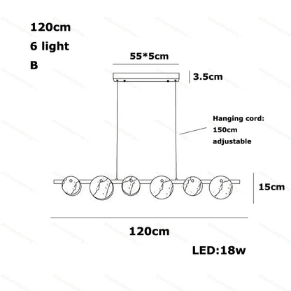 2026 Natural Marble Pieces LED Chandelier Lustre Alabaster Pendant Light Suspension Luminaire Lampen For Foyer Dinning Room
