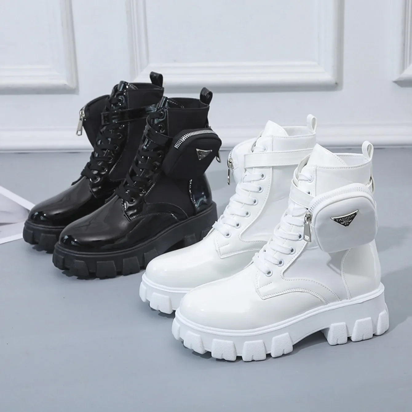 Platform New Women Boots Motorcycle Shoes Woman Leather Minimalist Classic Punk Female Goth Shoes Casual Boots Women Mary Jane