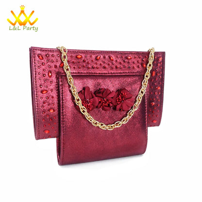 High Quality 2024 Summer New Design in Purple Color Mature Style Italian Women Shoes and Bag Set with Platform for Wedding Party