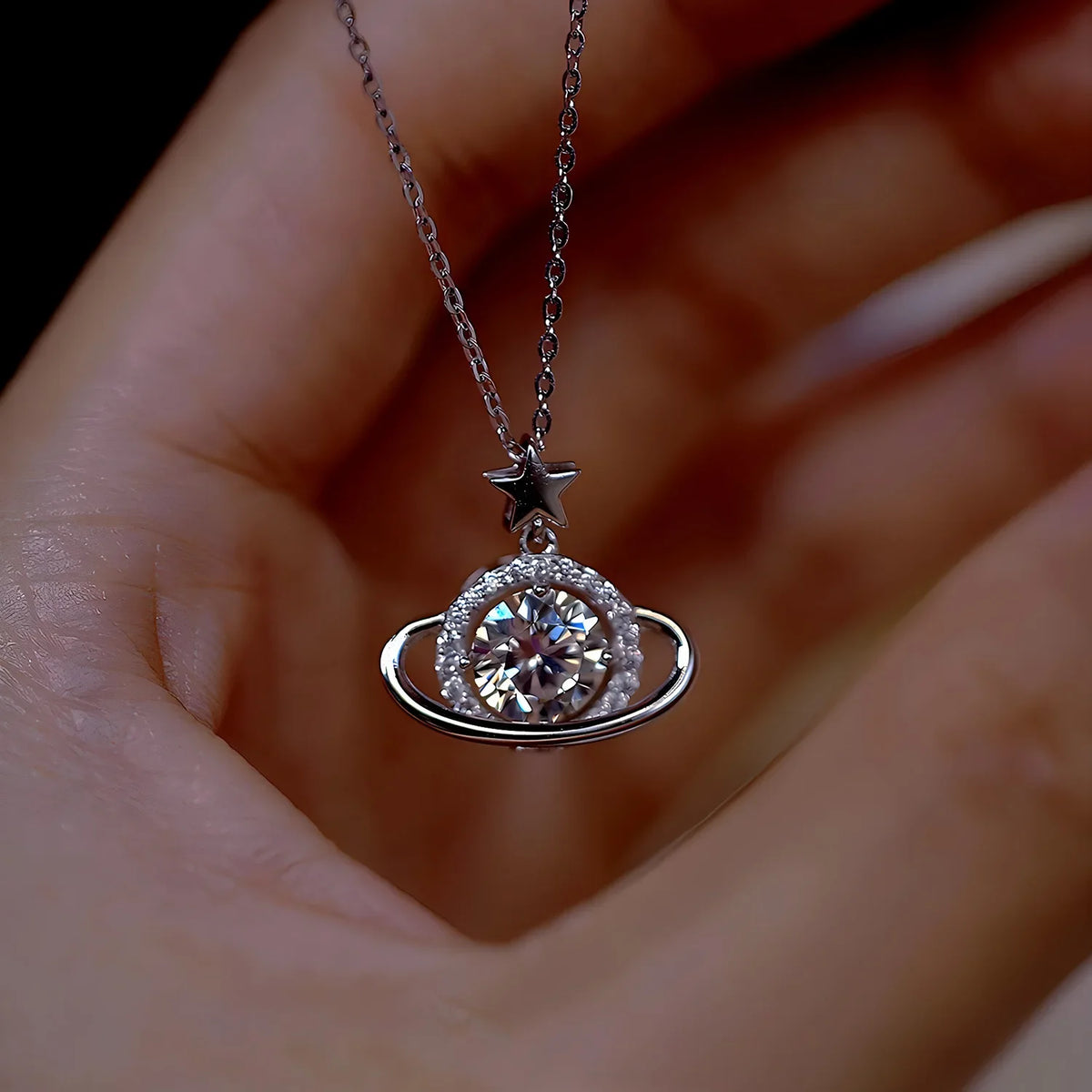 Sparkling Real 1 Carat D Color Moissanite Pendant Necklace 100% 925 Sterling Silver Engagement Wedding Party Fine Jewelry