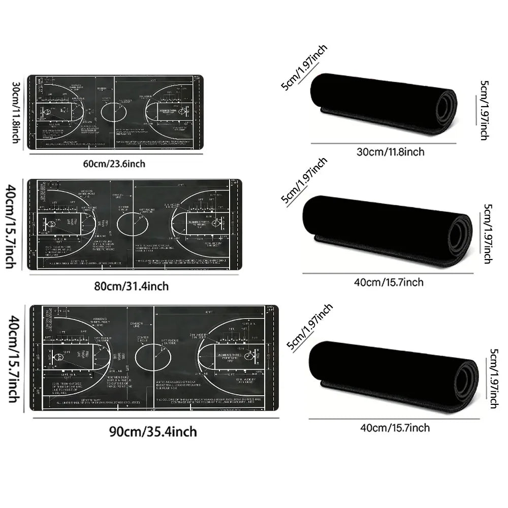 Basketball Court Mouse Pad Large Gaming Mousepad Offices Accessories Laptop Office Rubber Non-Slip Rubber Stitched Edge Deskpad