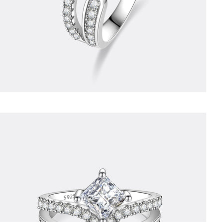 PERFANY 1.3CT Moissanite Ring for Women S925 Pure Silver Crown Double Layer Design Laboratory Diamond Wedding Luxury Jewelry